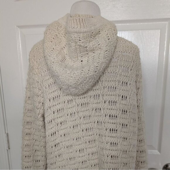 Sleeping on Snow Oarsin Hooded Cardigan Womens Size Small Cream Open Knit - Picture 9 of 12